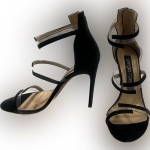 Sergio Rossi Black Suede Strappy Stiletto Sandals | Size 8 / IT 38